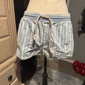 NWOT Aerie Striped Blue and White Drawstring Women’s Shorts
